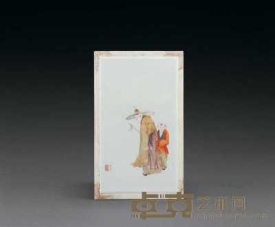 民国 潘匋宇绘粉彩高士图瓷板 20.5×12.5cm